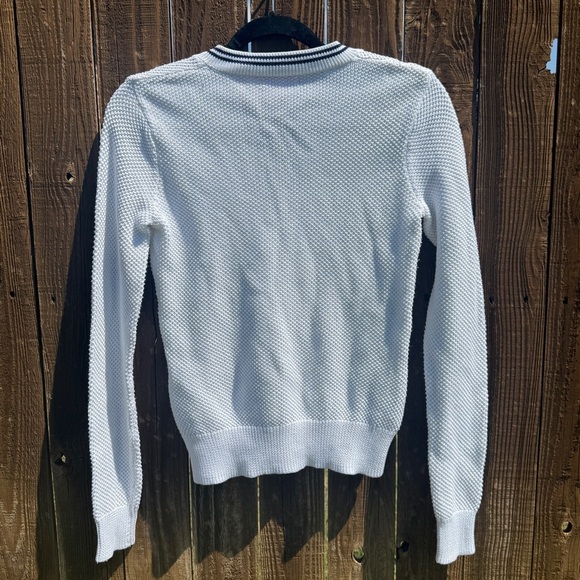 Lilly Pulitzer White Cotton V-Neck Sweater | Size S | Preppy Tennis Chic 🤍✨ - Picture 2 of 6